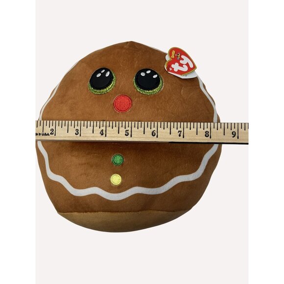 Christmas Ty Squish-A-Boo Cookie Gingerbread Plush 10" diam Pillow Holiday - Picture 5 of 11